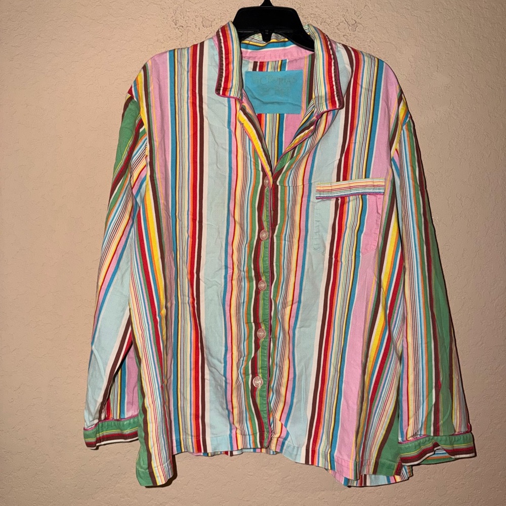 Vintage Victoria’s Secret Rainbow Stripes Pajama Top With Matching Pants Y2K 90 - Picture 3 of 14